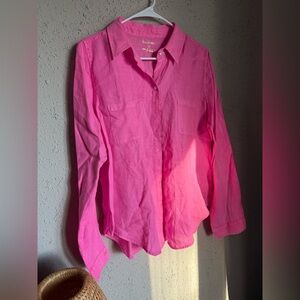 Lilly Pulitzer Vibrant Pink Linen Button Up